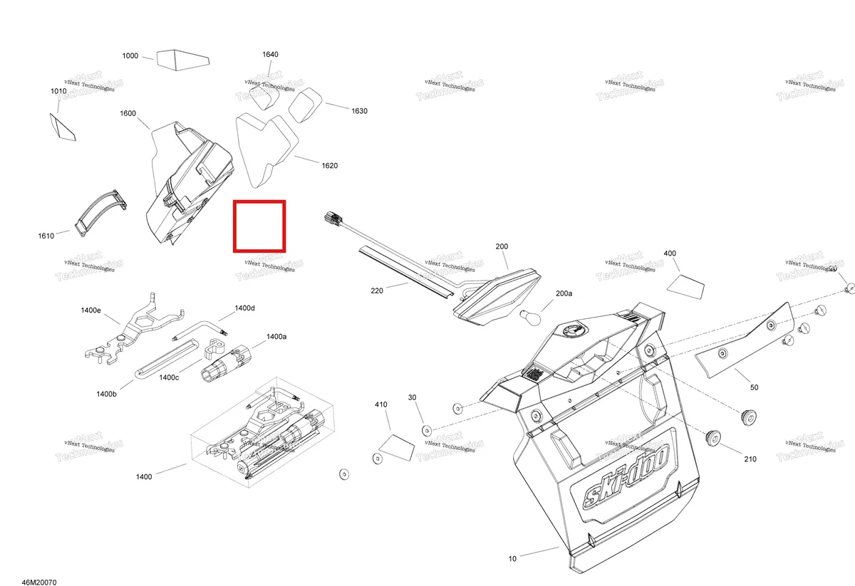 Деталь 520000842 (Деталь Tool Kit Rack) на схеме узла 2020 Ski-Doo MXZ 600 CARB Utilities
