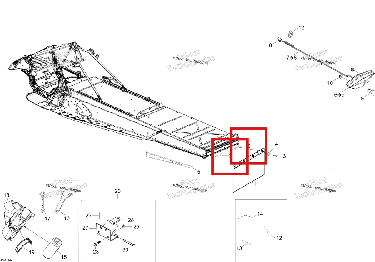 Деталь 520000847 (Деталь Threaded Plate) на схеме узла 2011 Ski-Doo Expedition LE 1200 XU Utilities