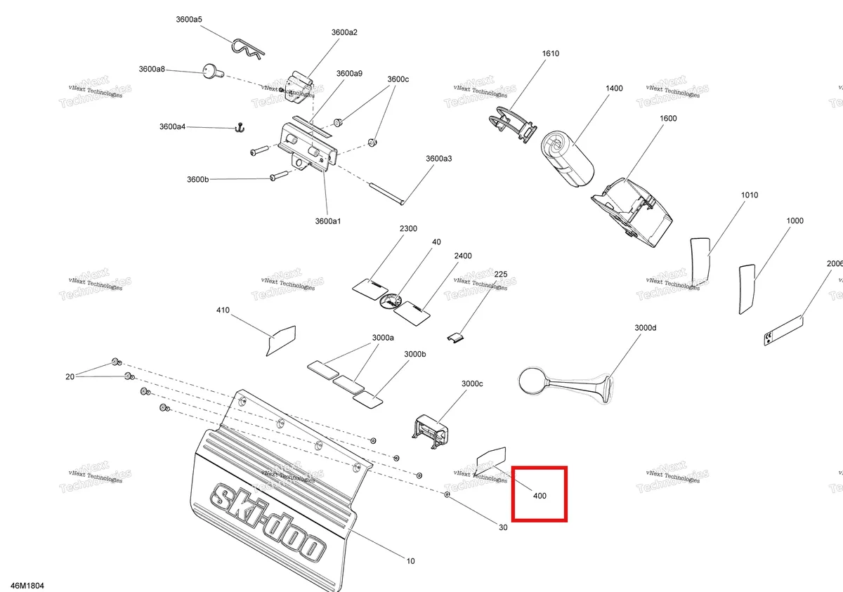 Деталь 520000883 (Деталь Rh Reflector. Europe) на схеме узла 2018 Ski-Doo TUNDRA 600 ACE Utilities Tundra - 550F & 600 Ace