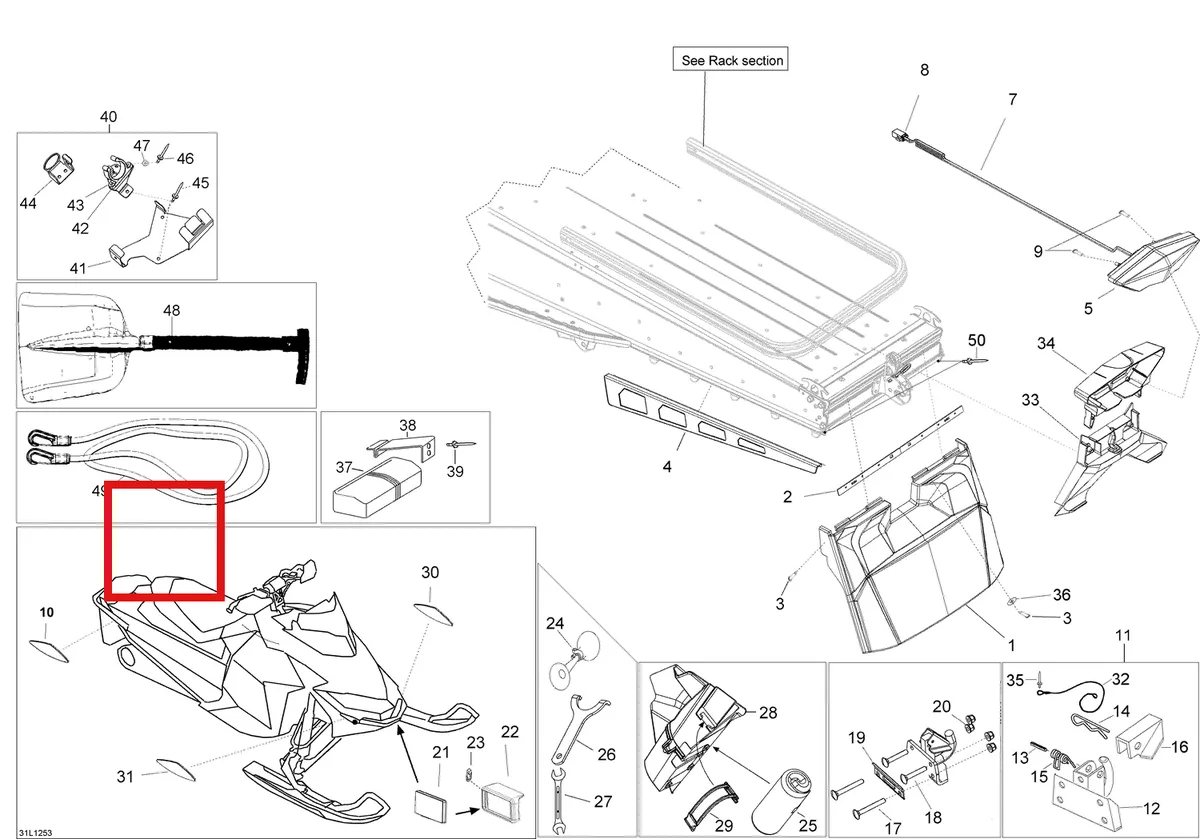 Деталь 520000927 (Деталь Showel Bottom Plate. Ltd Models) на схеме узла 09- Utilities