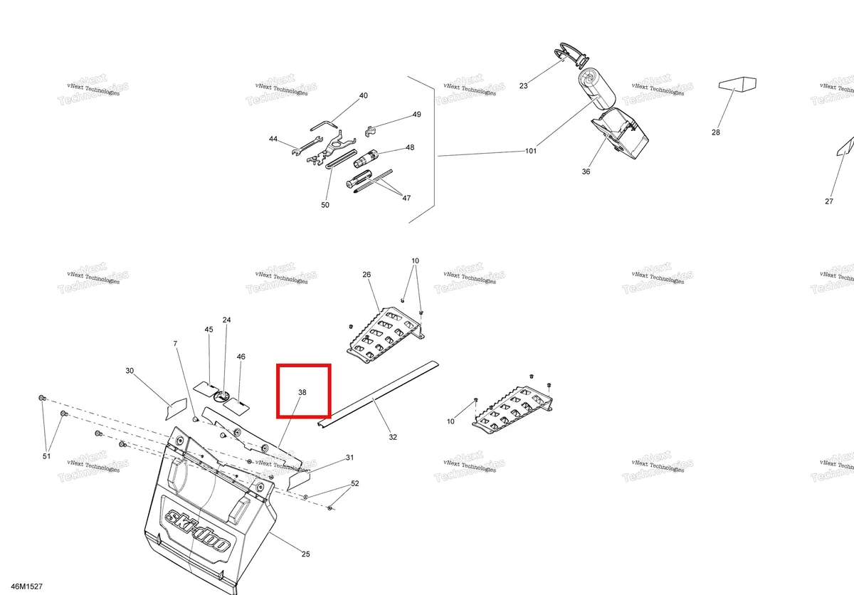 Деталь 520000953 (Деталь Esthetic Plate) на схеме узла 2015 Ski-Doo GRAND TOURING SPORT 550F XP137 Utilities