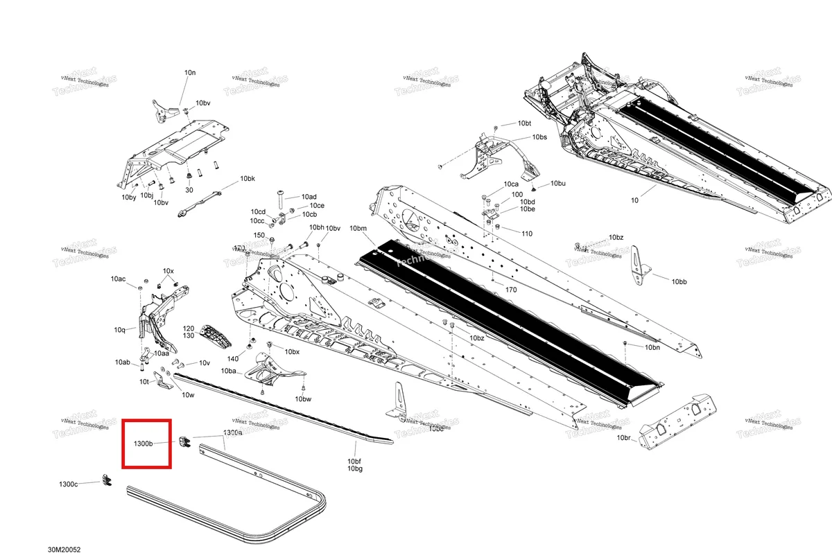 Деталь 520000965 (Деталь Rh Cap) на схеме узла 2020 Ski-Doo TUNDRA 600HO E-TEC Frame - Rear Section