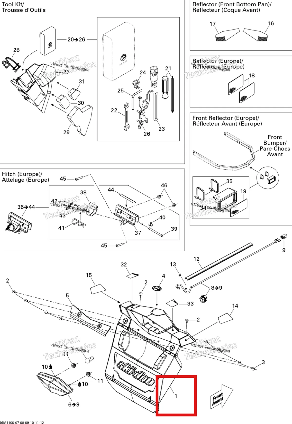 Деталь 520000971 на схеме узла 2011 Ski-Doo Renegade BackCountry 800R PTEK Utilities