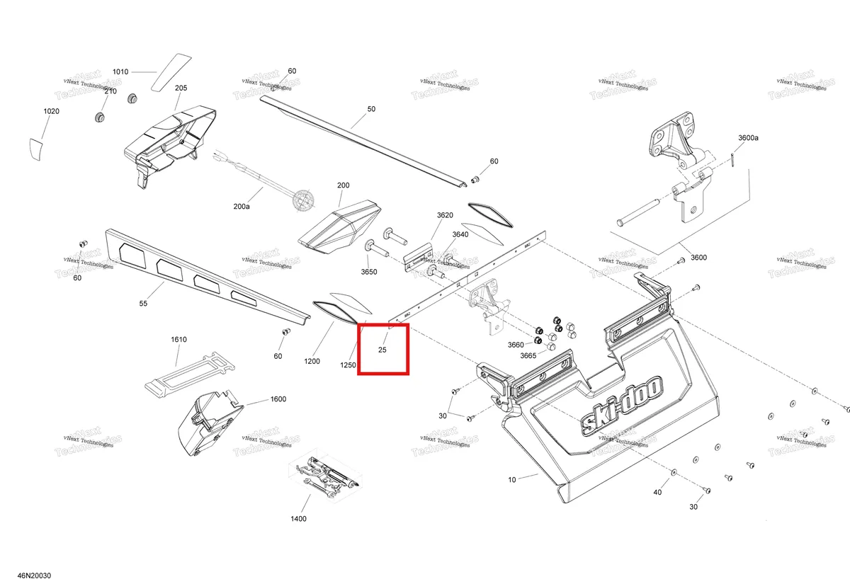 Деталь 520001021 (Пластина) на схеме узла 2020 Ski-Doo SKANDIC WT 550F Utilities