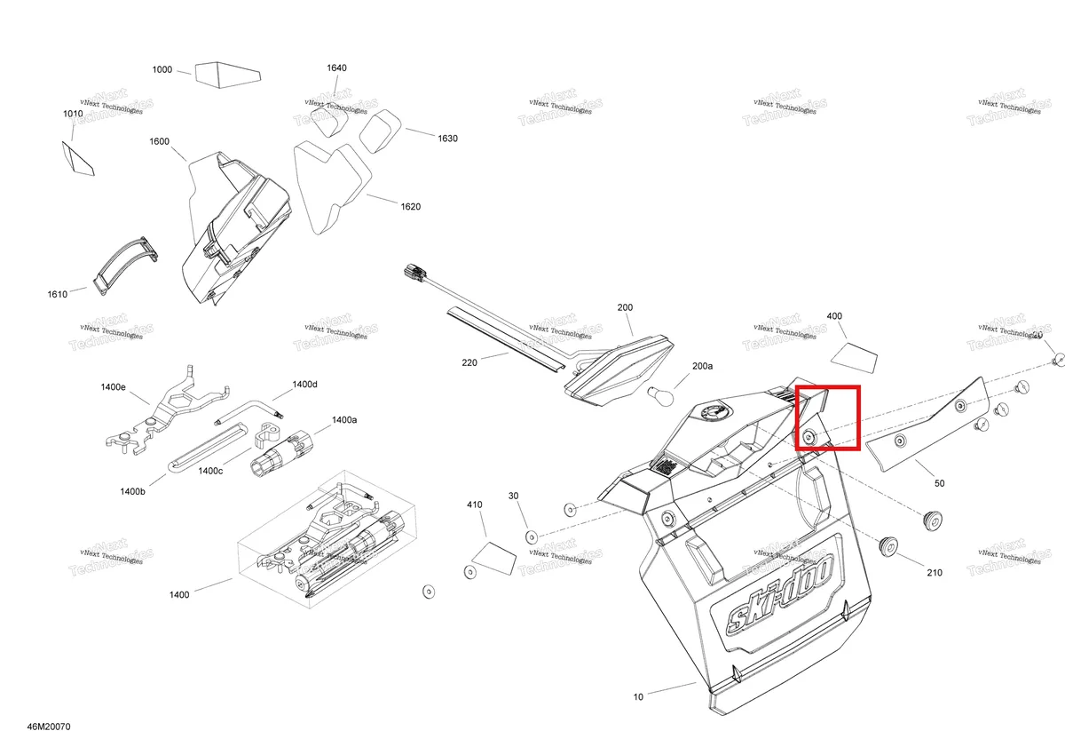 Деталь 520001059 (Пена) на схеме узла 2020 Ski-Doo MXZ 600 CARB Utilities