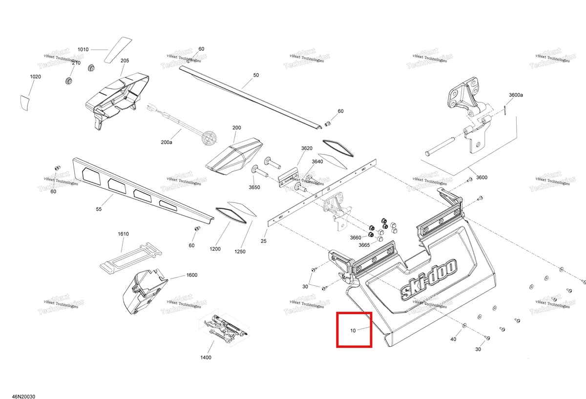 Деталь 520001405 на схеме узла 2020 Ski-Doo SKANDIC WT 550F Utilities