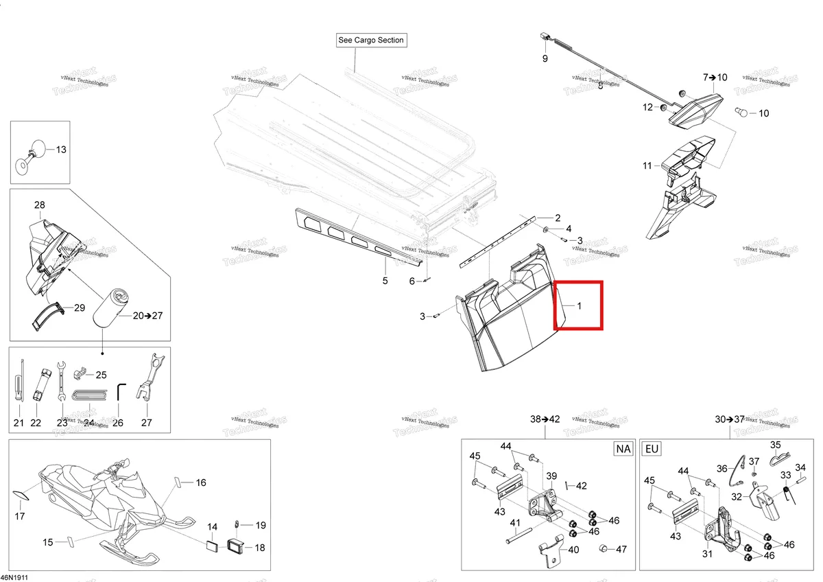 Деталь 520001430 на схеме узла 2019 Ski-Doo SKANDIC SWT 550F Utilities - 550F - Europe