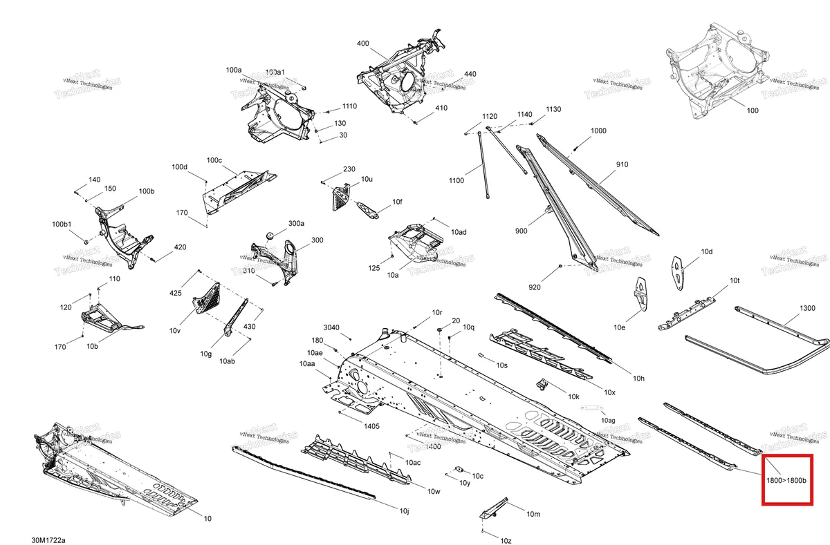 Деталь 520001543 на схеме узла 2017 Ski-Doo SUMMIT - 850 E-TEC Frame - Package X