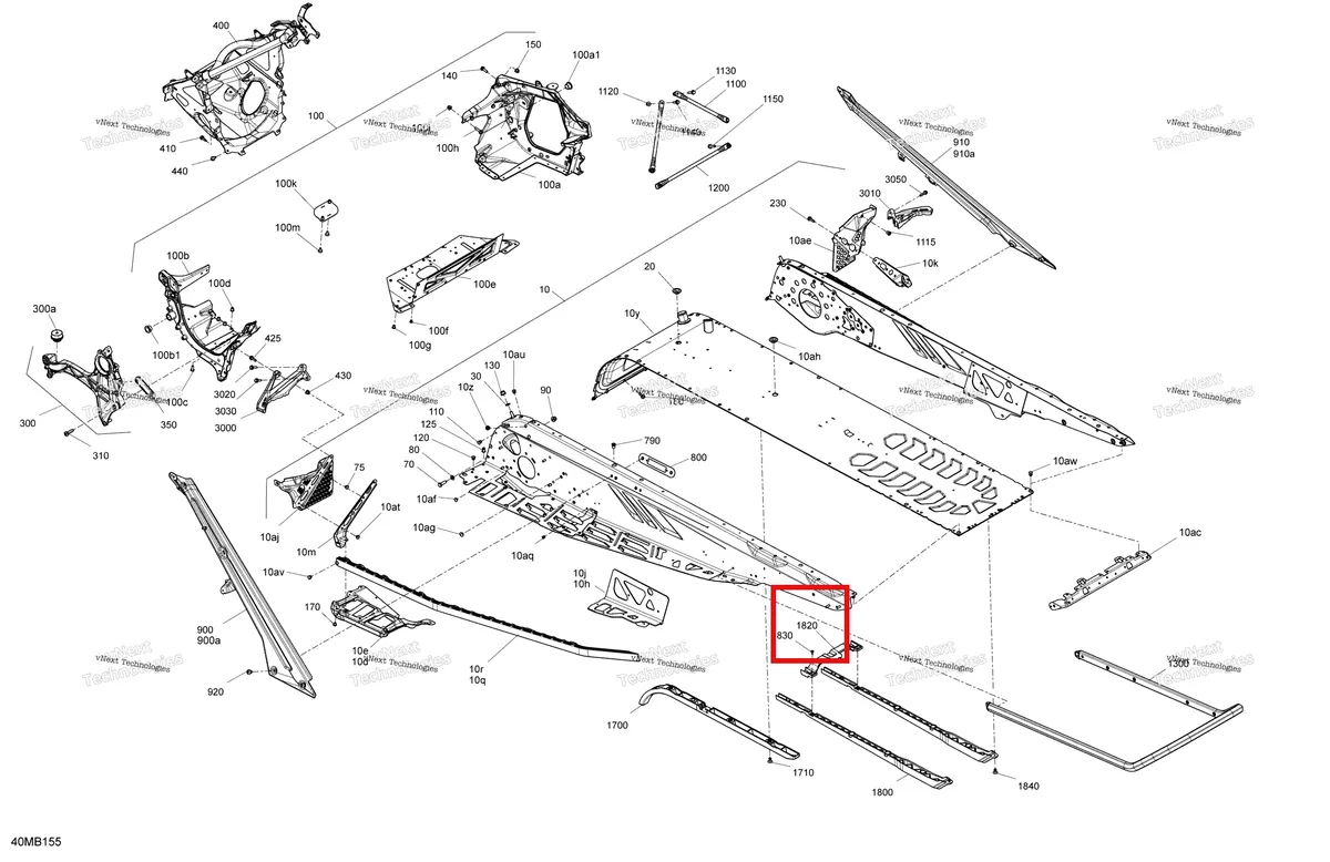 Деталь 520001545 на схеме узла 2022 Ski-Doo RENEGADE 900 ACE - Enduro Frame - System