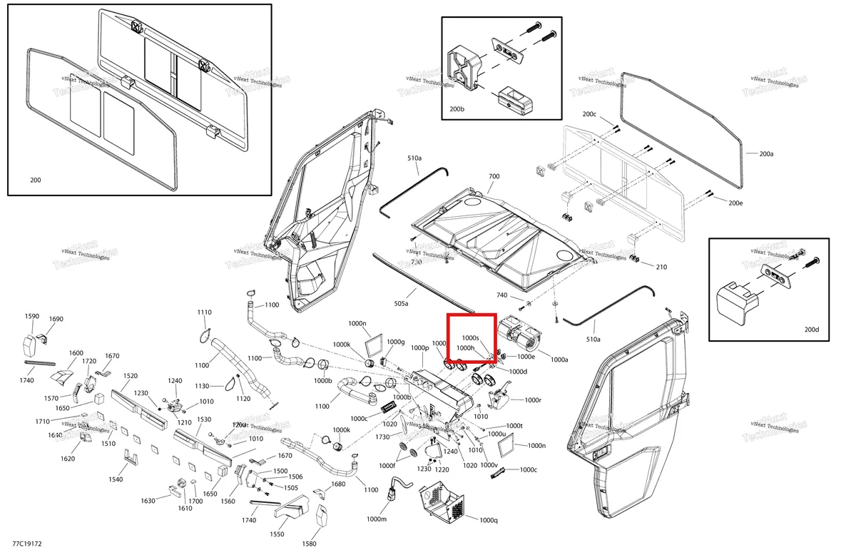 Деталь 520001686 на схеме узла 2019 Can-Am Defender HD8 Enclosure Cab - Xt Cab - North America - Dash & Roof Section