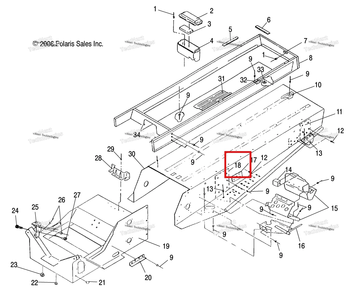 Деталь 5211323-067 (Кронштейн F SUSP чёрный Polaris Widetrak LX (2006) (5211323-067)) на схеме узла Tunnel
