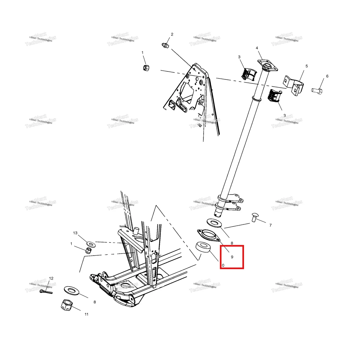 Деталь 5222393 (FLANGETTE 2 болт Polaris Widetrak LX (2006) (5222393)) на схеме узла Steering Post