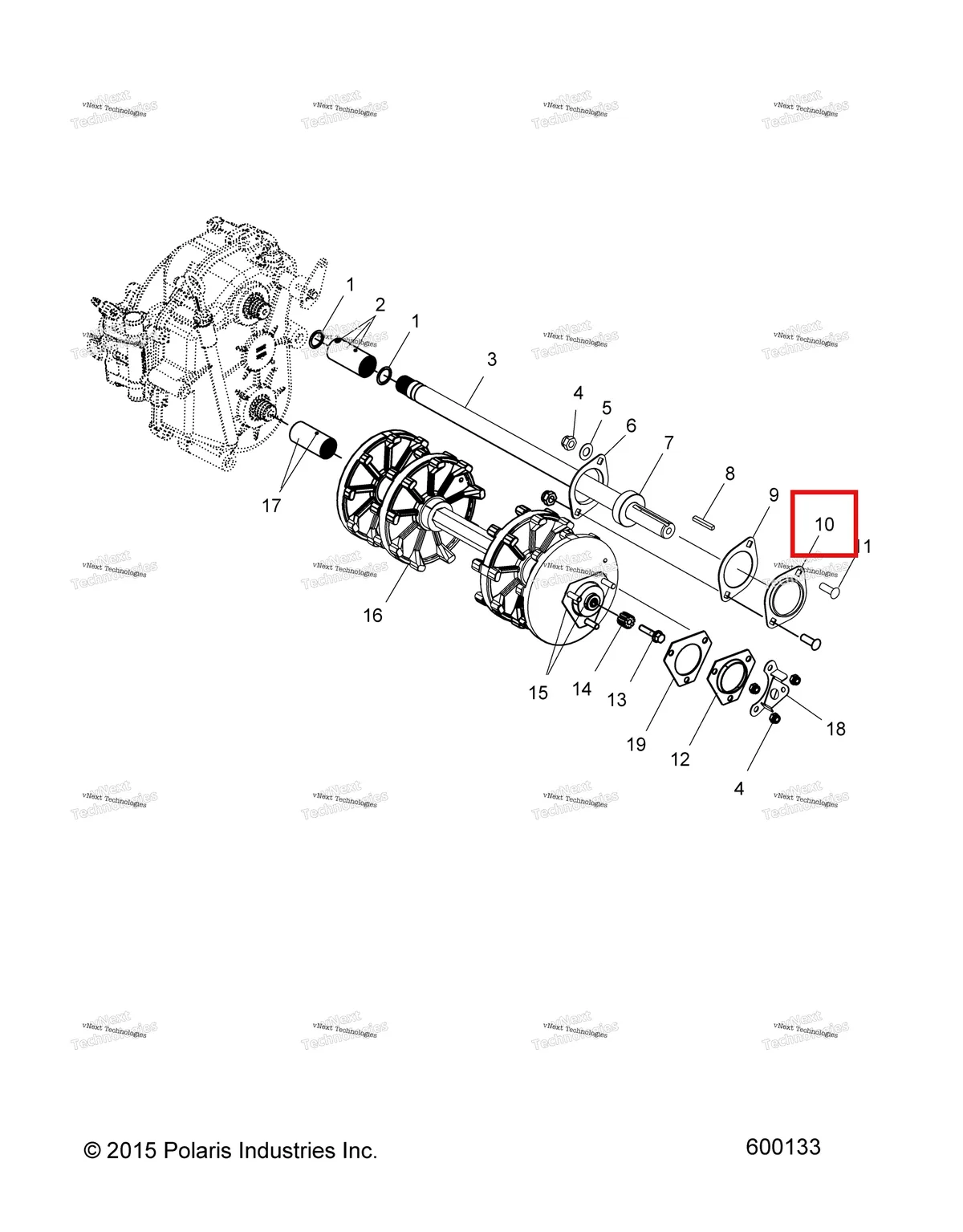 Деталь 5222647 (FLANGETTE GREASABLE Polaris Widetrak LX (2006) (5222647)) на схеме узла Drive Train, Drive Shaft & Jack Shaft