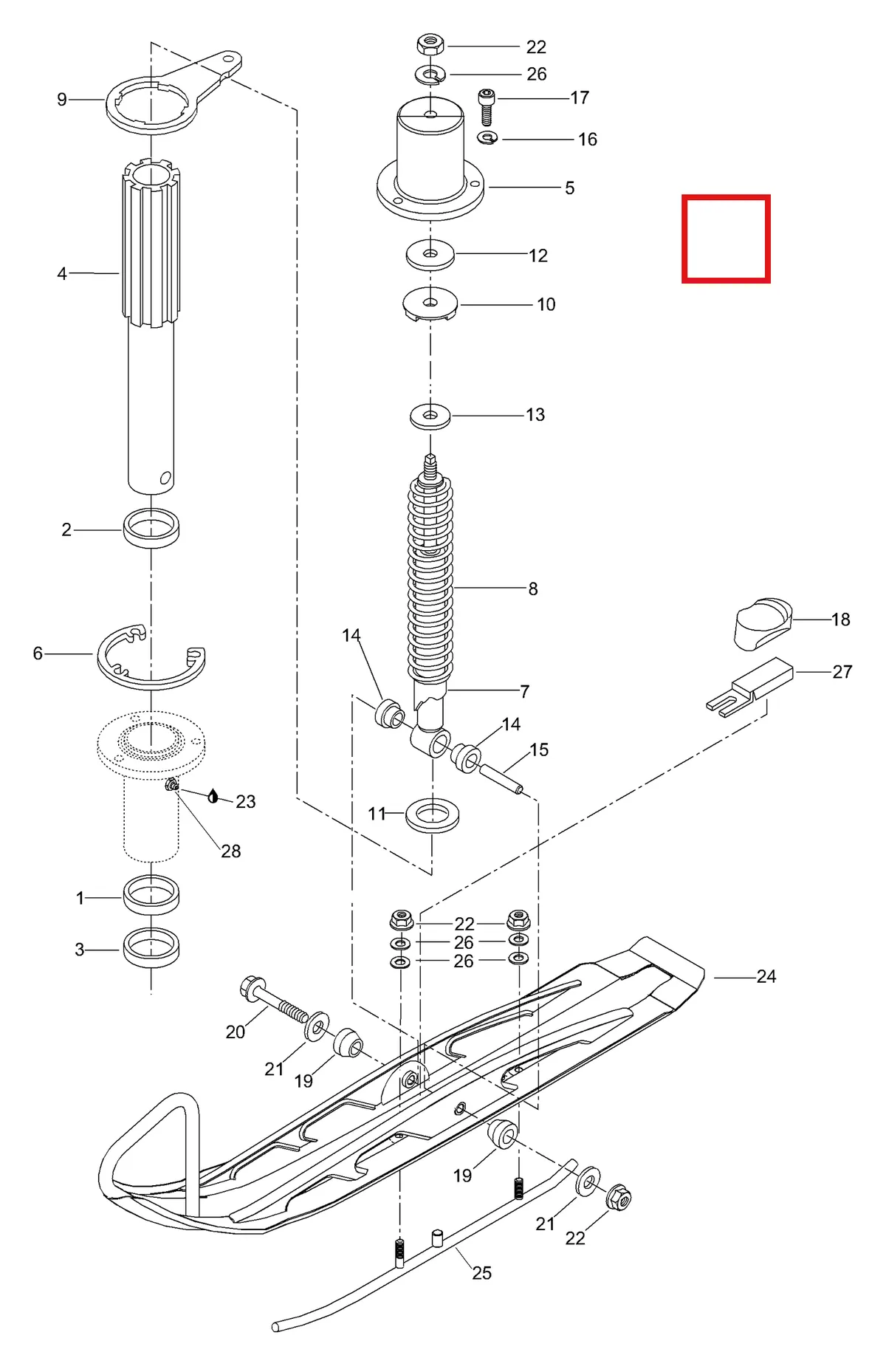 Деталь 5240019 (Крышка) на схеме узла 08- Front Suspension