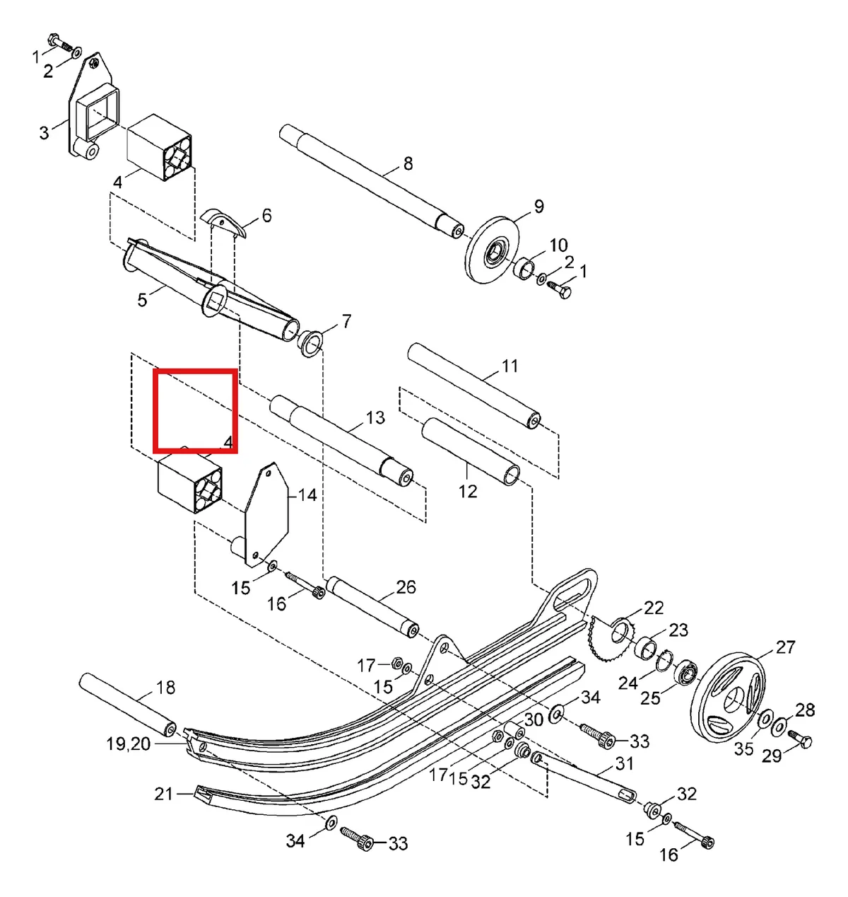 Деталь 5240203 (Рычаг) на схеме узла 08- Rear Suspension