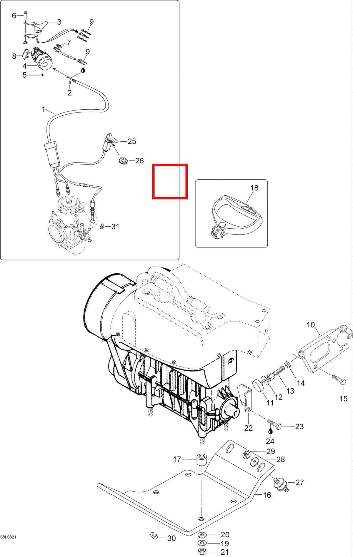 Деталь 524046 (Кабель Дросселя) на схеме узла 01- Engine And Engine Support