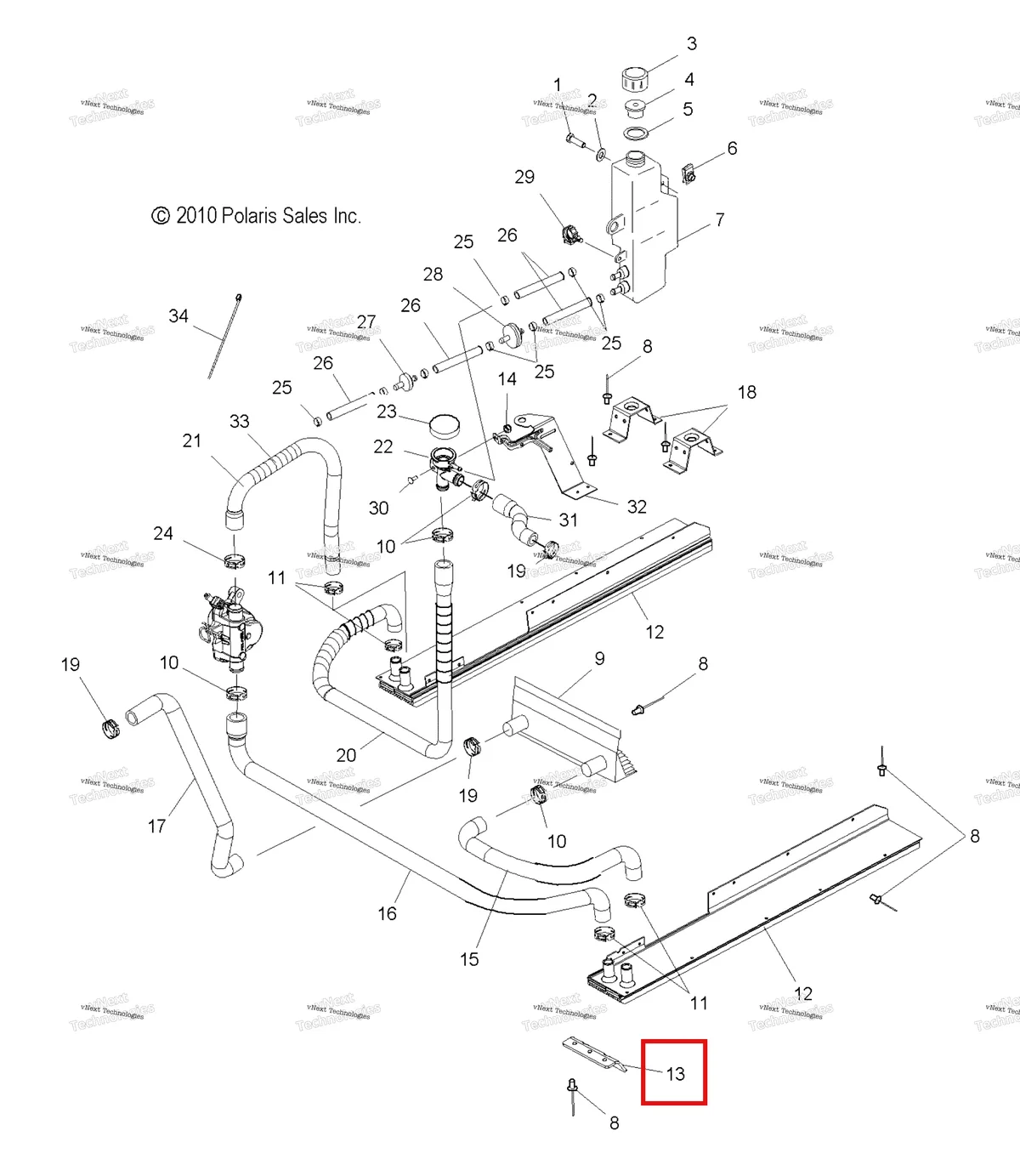 Деталь 5240555 (Защита COOL EXT Polaris Widetrak LX (2006) (5240555)) на схеме узла Engine, Cooling System