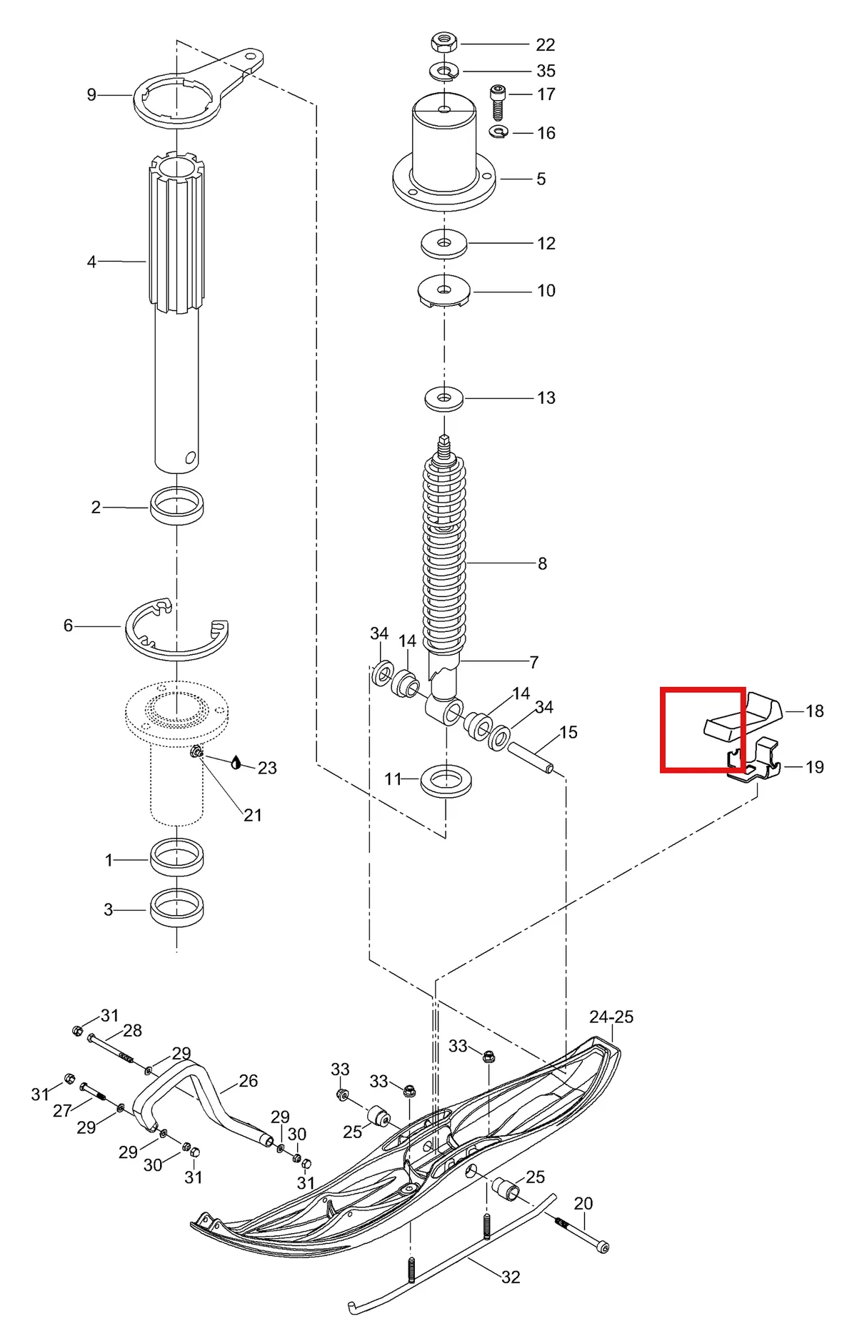 Деталь 5240897 (Пружина) на схеме узла 08- Front Suspension