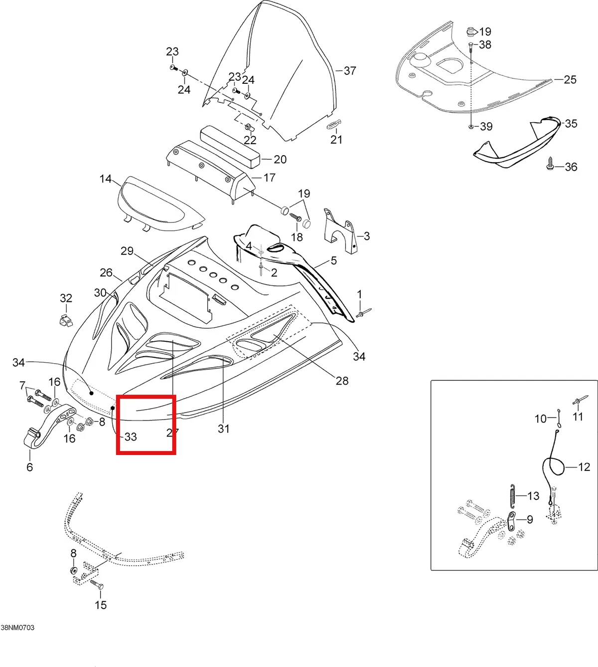 Деталь 5242672 (Деталь Side Grill R.h.) на схеме узла 09- Hood