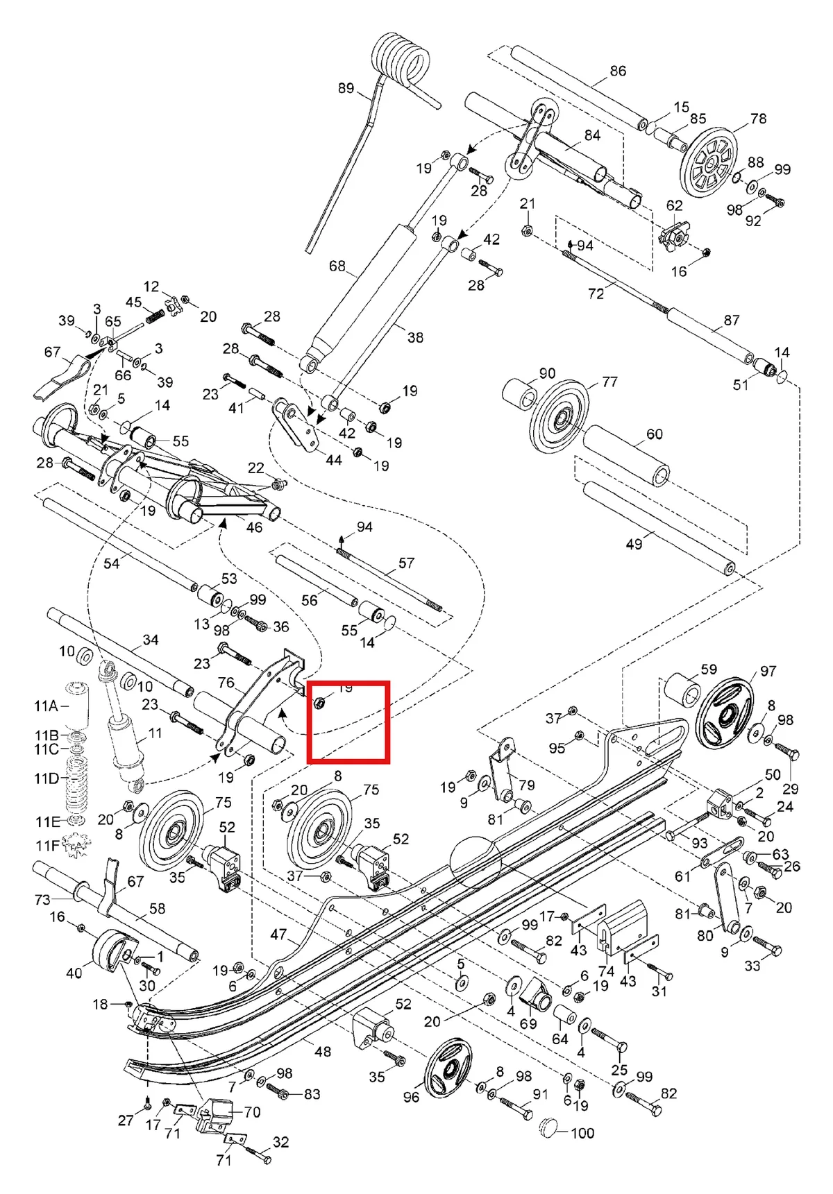 Деталь 5242880 (Передний Рычаг) на схеме узла 08- Rear Suspension