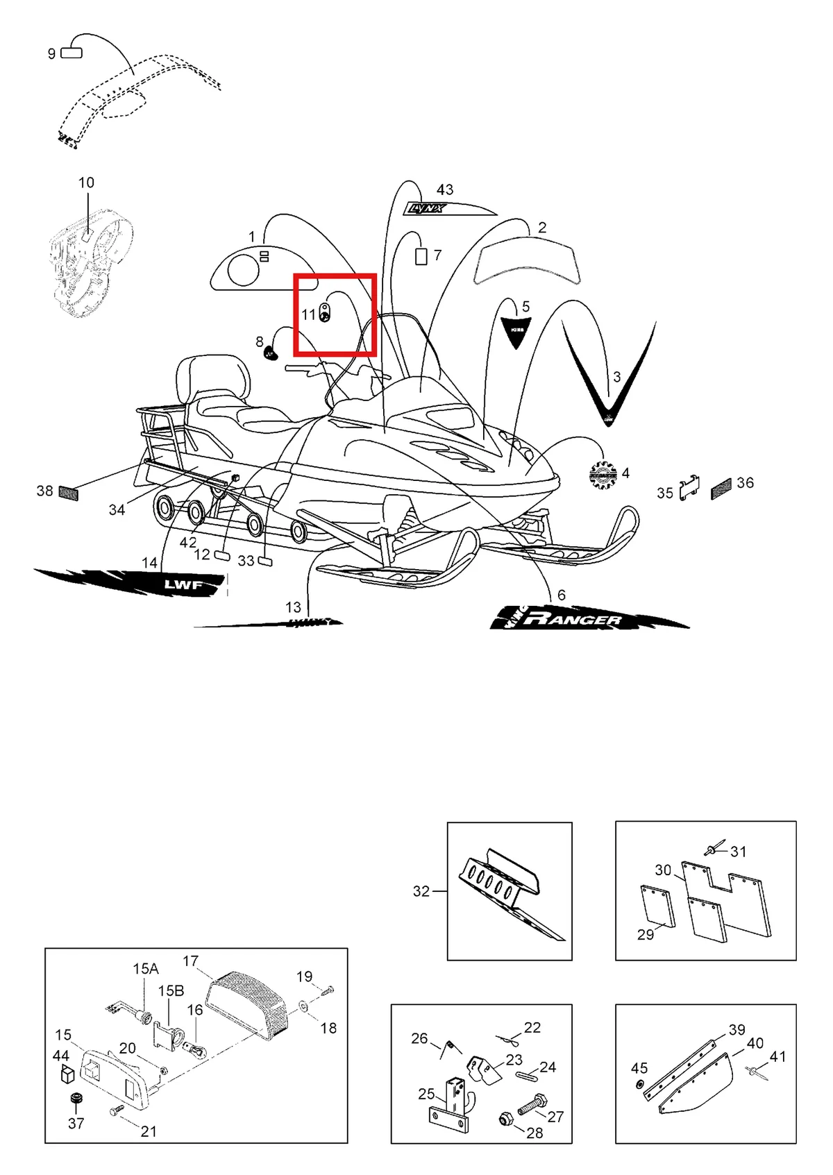 Деталь 5243321 (Деталь Instrument Panel Deca) на схеме узла 09- Equipment