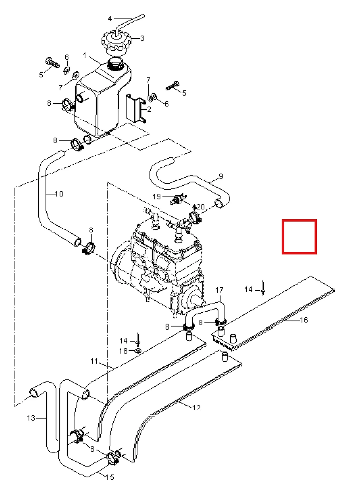 Деталь 5243356 (Шланг) на схеме узла 01- Radiator, Hoses