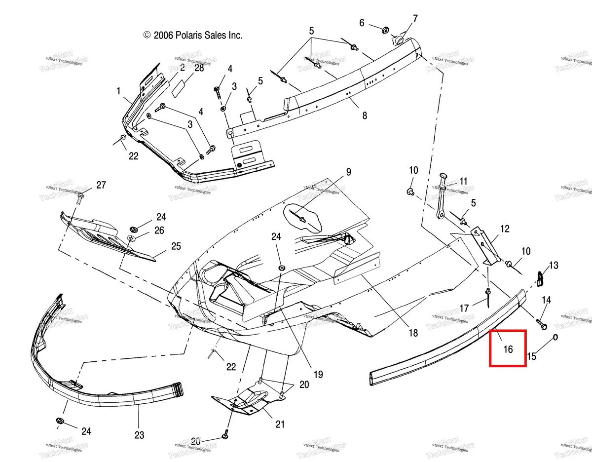 Деталь 5243461-067 (EXTRUSION бампер FORMED правый чёрный Polaris Widetrak LX (2006) (5243461-067)) на схеме узла Nosepan