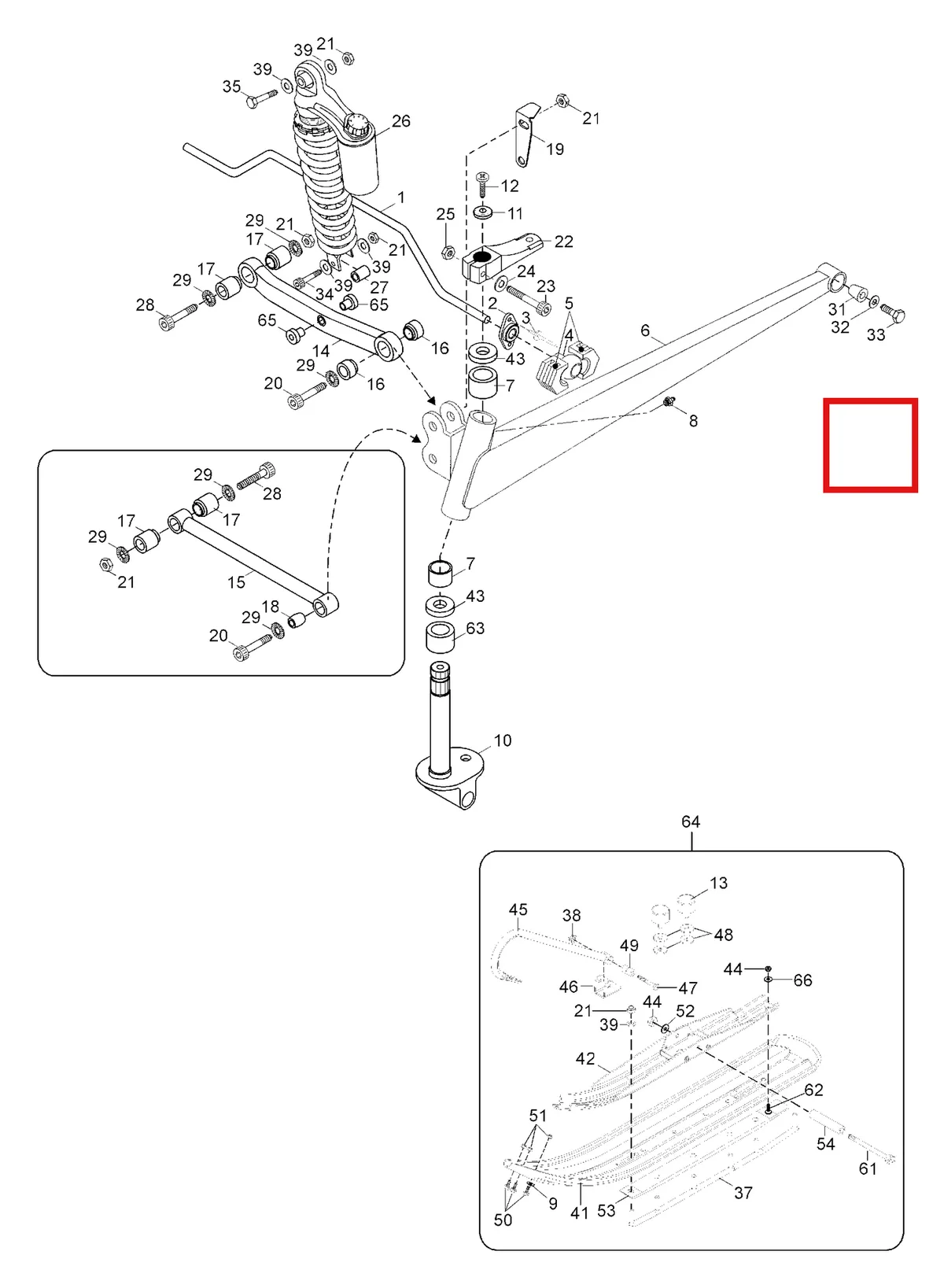 Деталь 5243511 (Деталь Swing Arm, L.h. Red) на схеме узла 08- Front Suspension