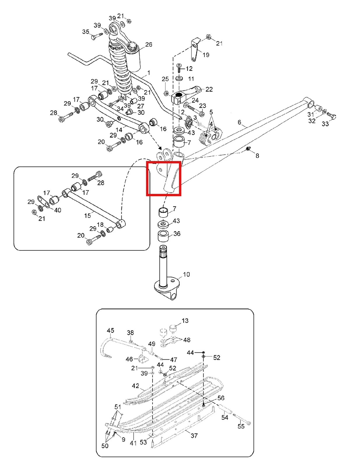 Деталь 5243524 (Деталь Upper Arm, Yellow) на схеме узла 08- Front Suspension