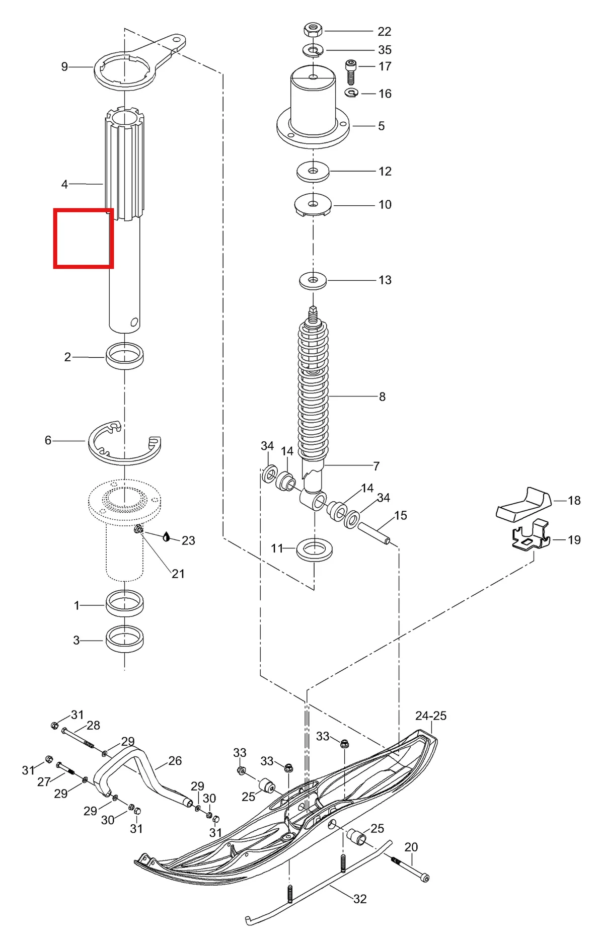 Деталь 5243952 (Ползун) на схеме узла 08- Front Suspension