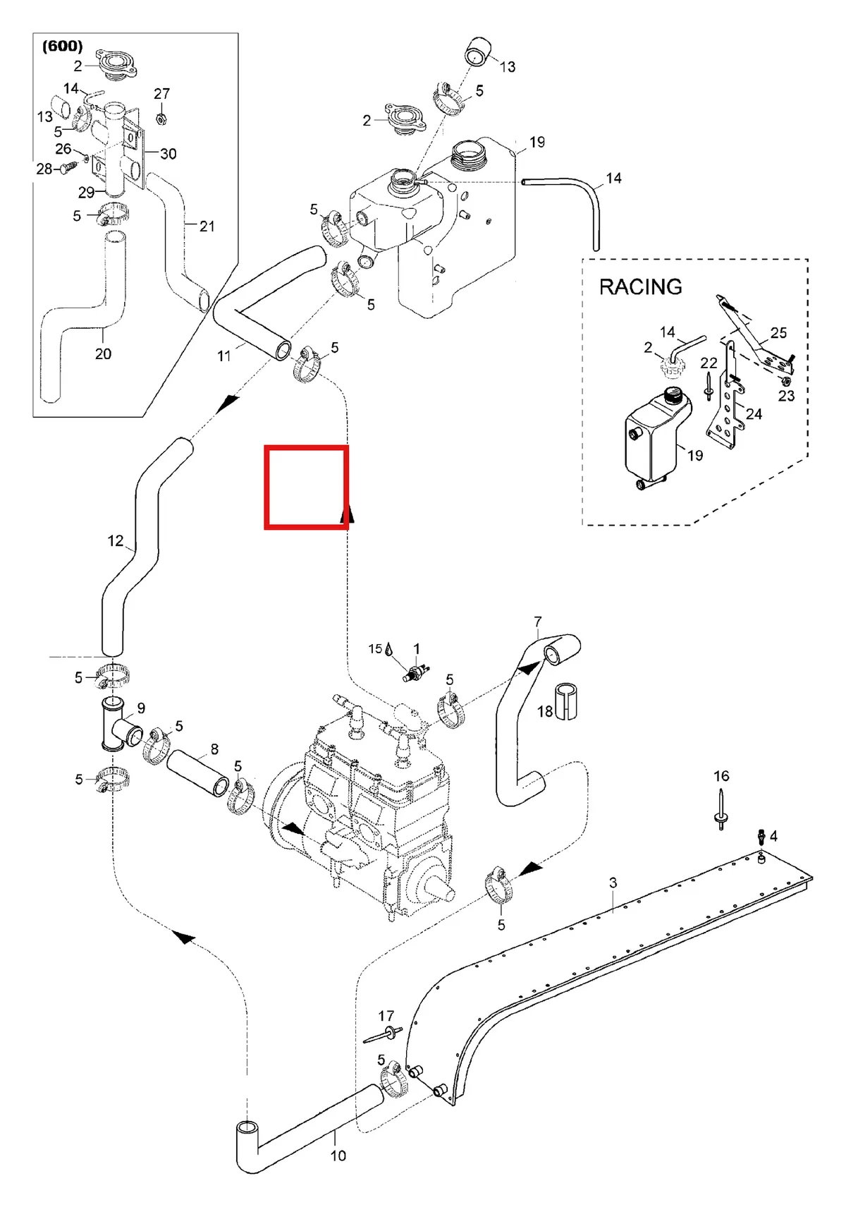 Деталь 5244422 (Шланг) на схеме узла 01- Radiator, Hoses