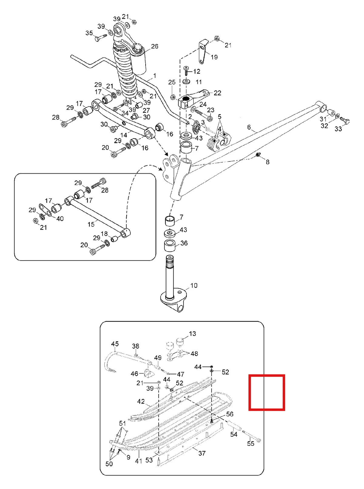 Деталь 5244462 (Деталь Ski Leg) на схеме узла 08- Front Suspension