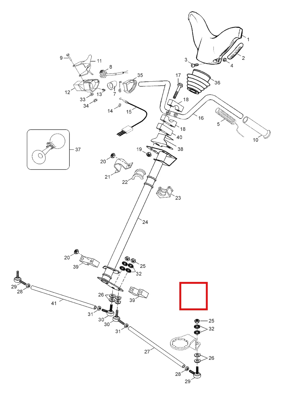 Деталь 5244529 (Деталь Steering Pale) на схеме узла 07- Steering