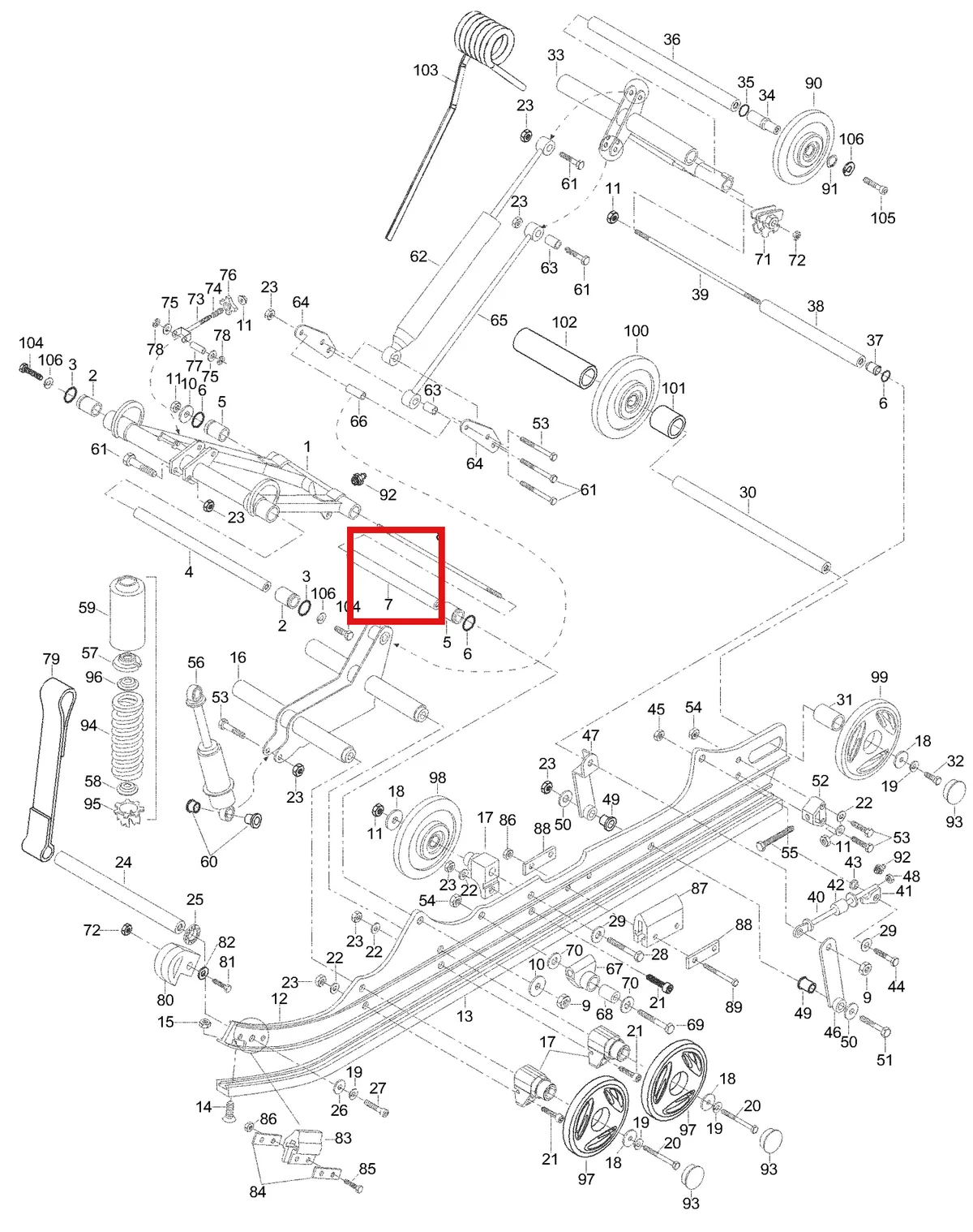 Деталь 5244729 (Передний Рычаг) на схеме узла 08- Rear Suspension