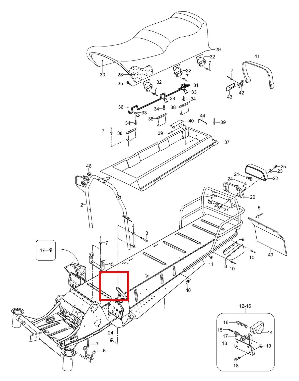 Деталь 5245059 (Деталь Handle Steering Support) на схеме узла 09- Frame