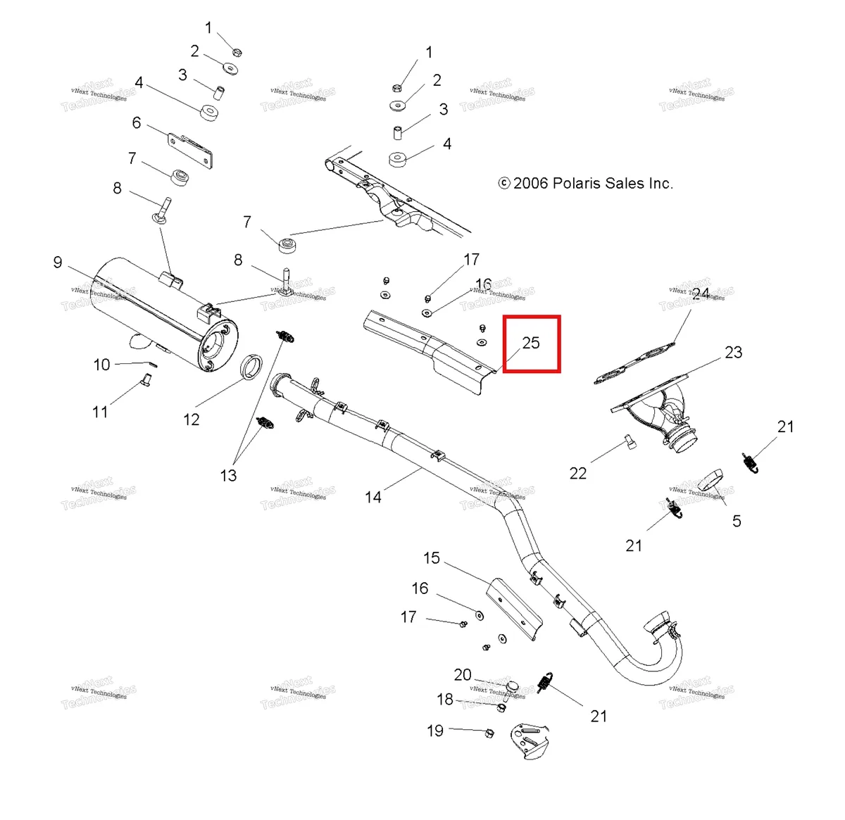 Деталь 5245502 (Деталь Ski Leg. Safari 400_safari 400 E) на схеме узла Exhaust System