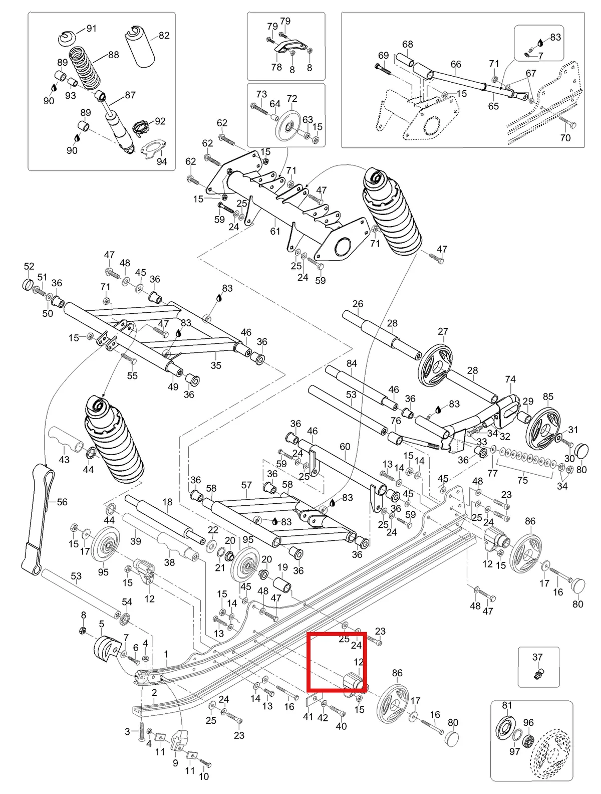 Деталь 5245536 (Деталь Rear Arm Welded) на схеме узла 08- Rear Suspension