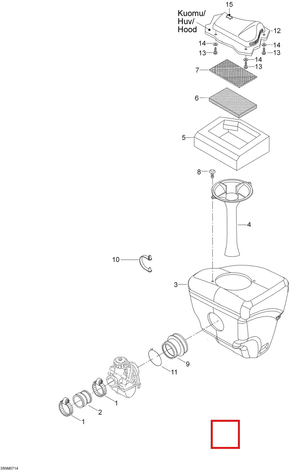 Деталь 5245961 (Адаптер) на схеме узла 02- Air Silencer