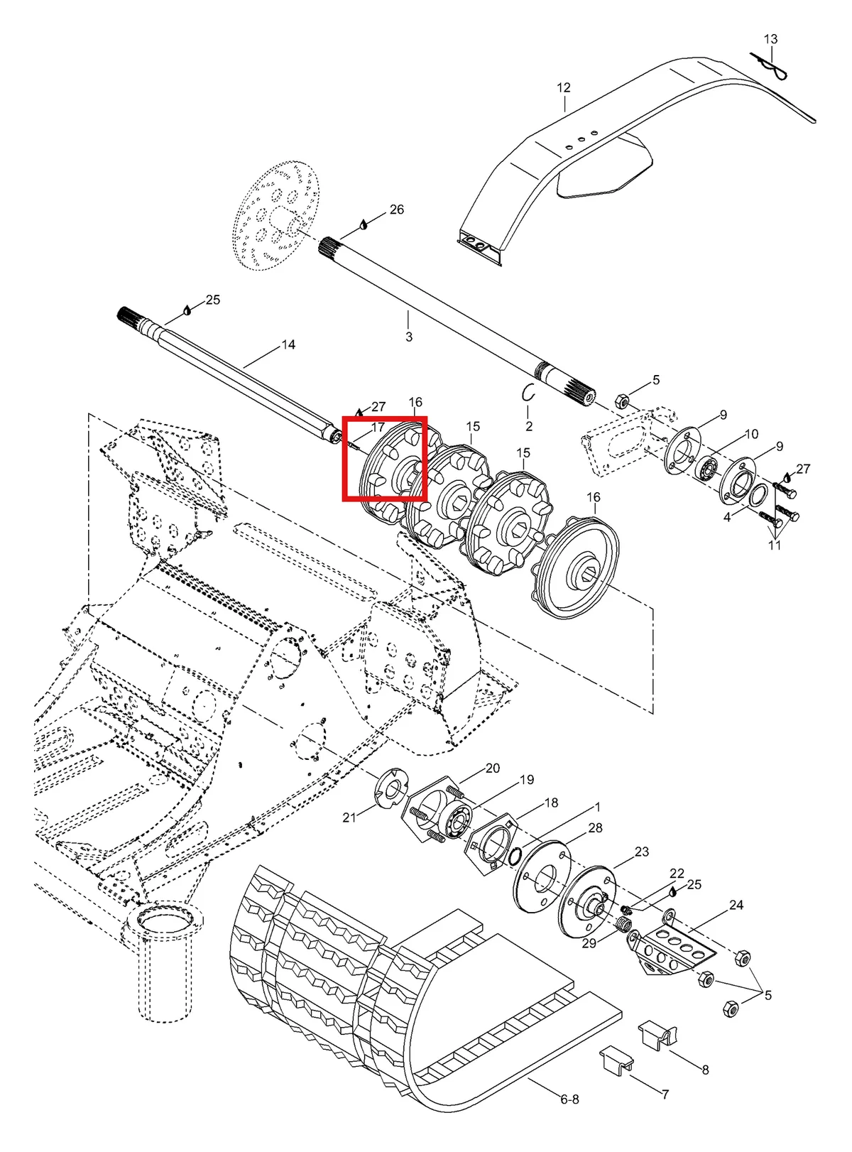 Деталь 5246312 (хомут) на схеме узла 05- Drive Axle