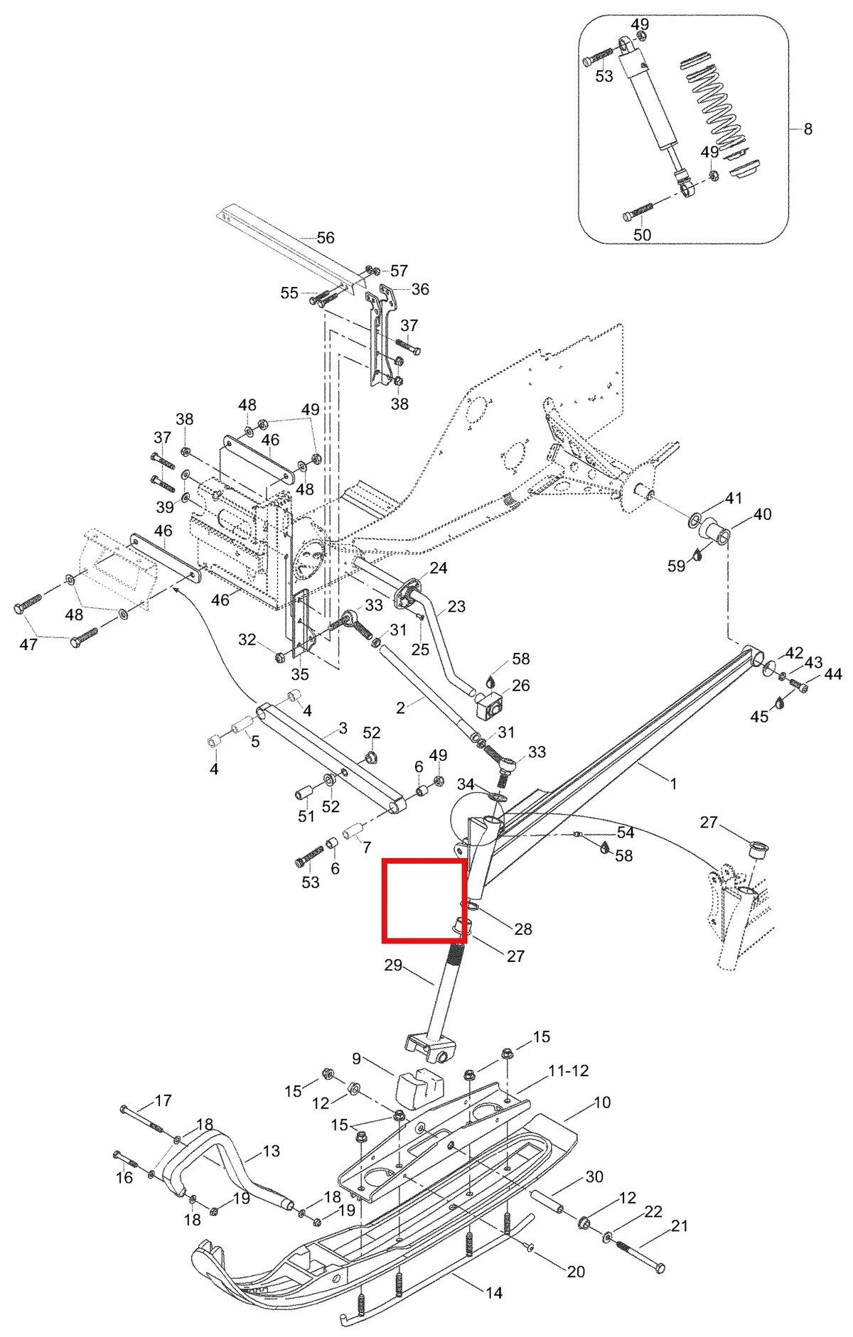 Деталь 5246678 (Деталь Lower Arm, Grey. Includes Items 3 Thru 7) на схеме узла 08- Front Suspension