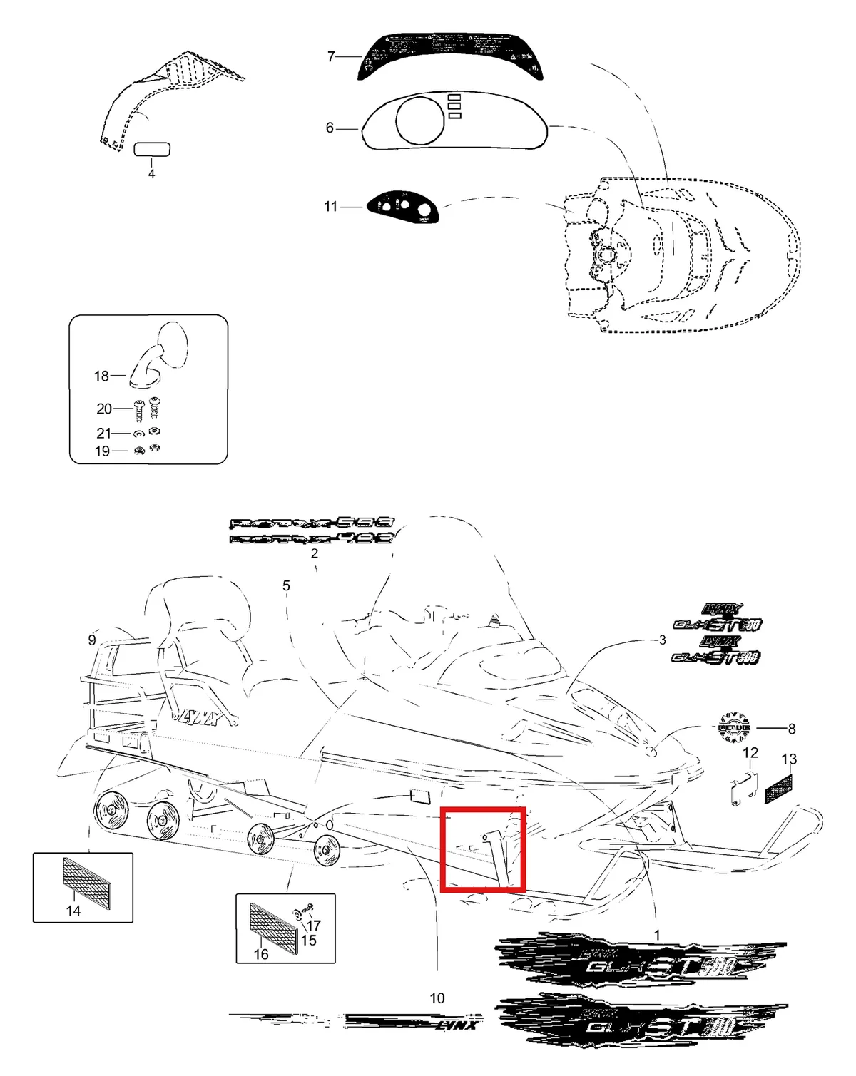 Деталь 5247180 (Деталь Decal, Rotax 493) на схеме узла 09- Equipment