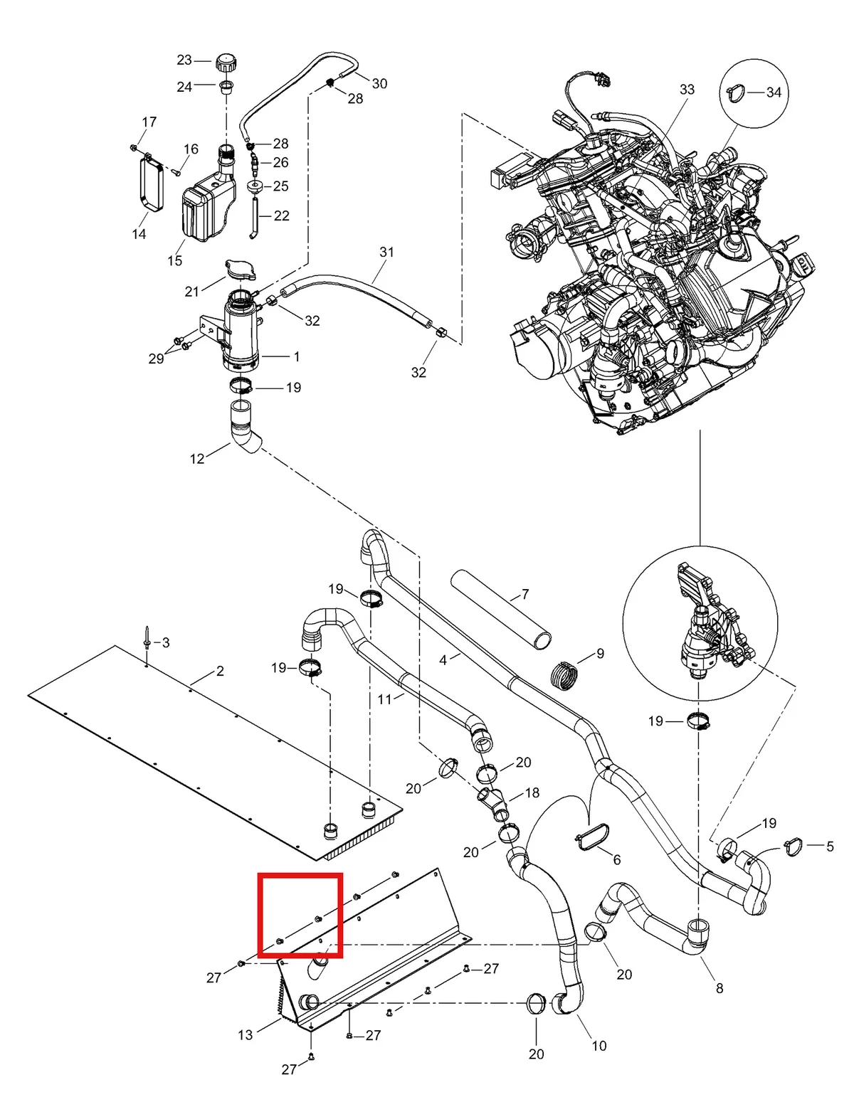 Деталь 5247241 (Радиатор) на схеме узла 01- Radiator, Hoses