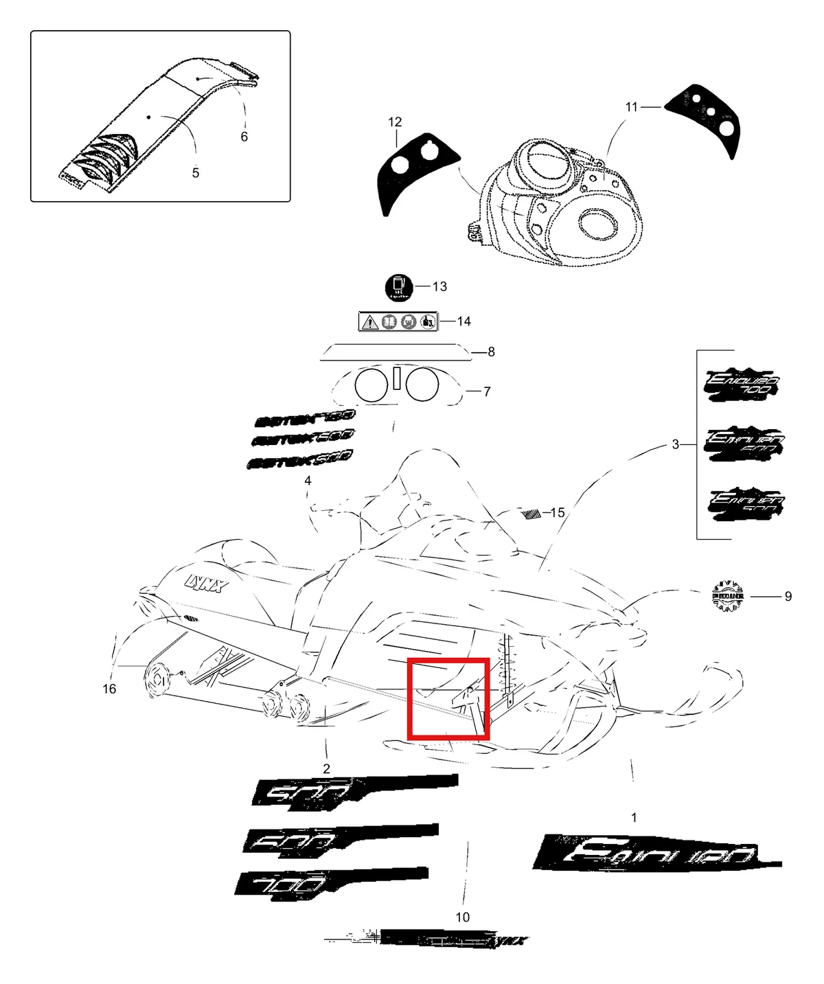 Деталь 5247435 (Деталь L.h. Hood Decal, Rotax) на схеме узла 09- Decals