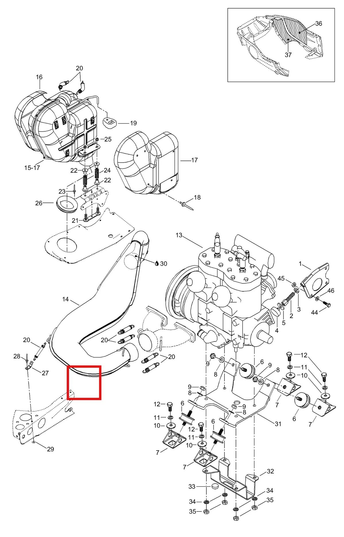 Деталь 5248296 (Глушитель) на схеме узла 01- Engine Mount Plate/Muffler