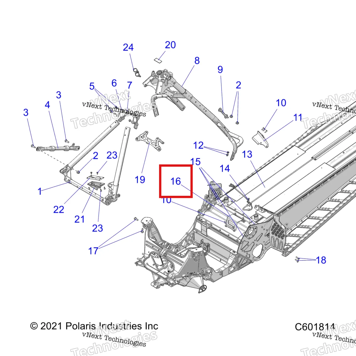 Деталь 5258618 на схеме узла 2022 Polaris 850 RMK PRO 155 2.75
