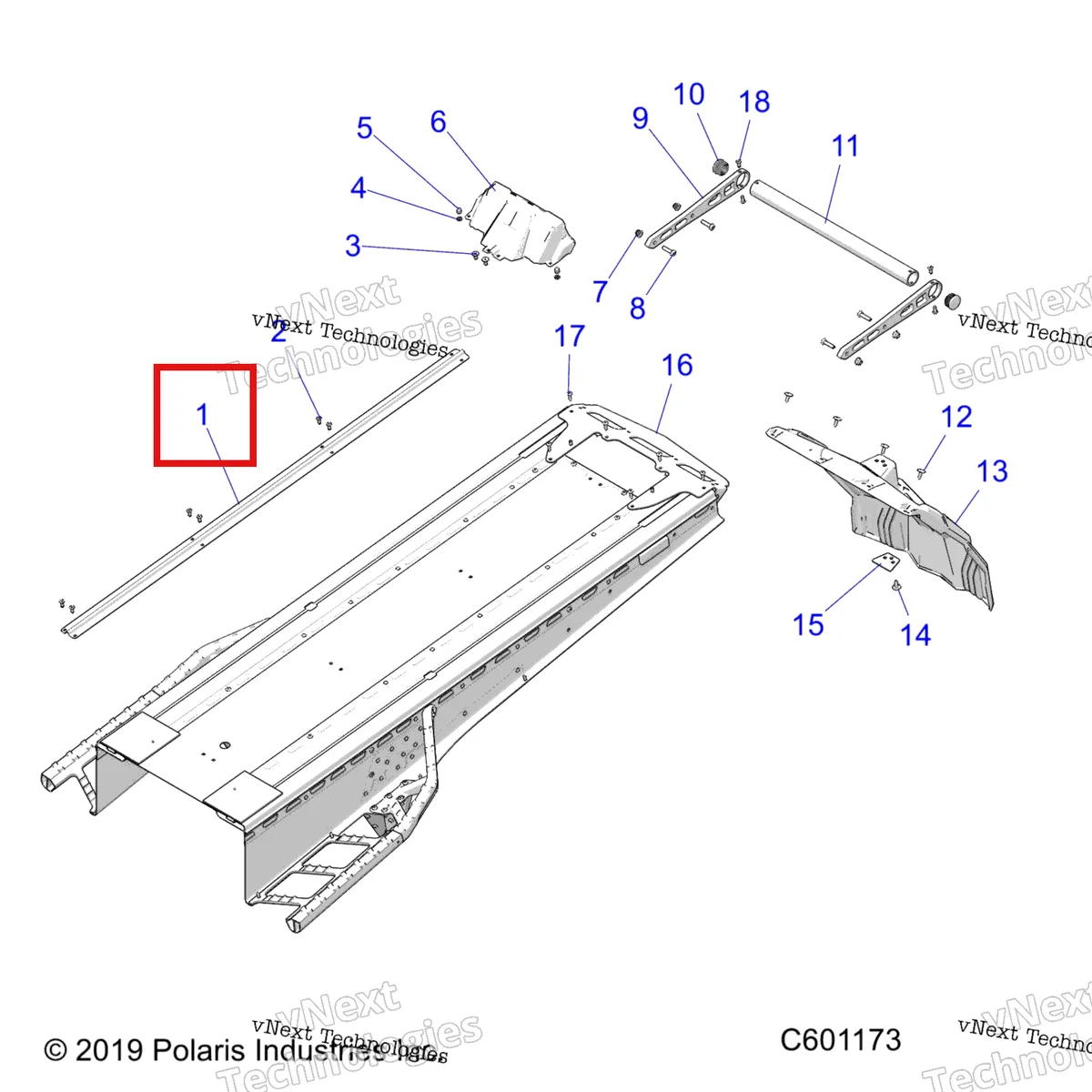 Деталь 5259599 (Крышка задний фонарь жгут 155 Polaris 800 AXYS Pro RMK LE 155 (2017) (5259599)) на схеме узла 2022 Polaris 850 RMK PRO 155 2.75