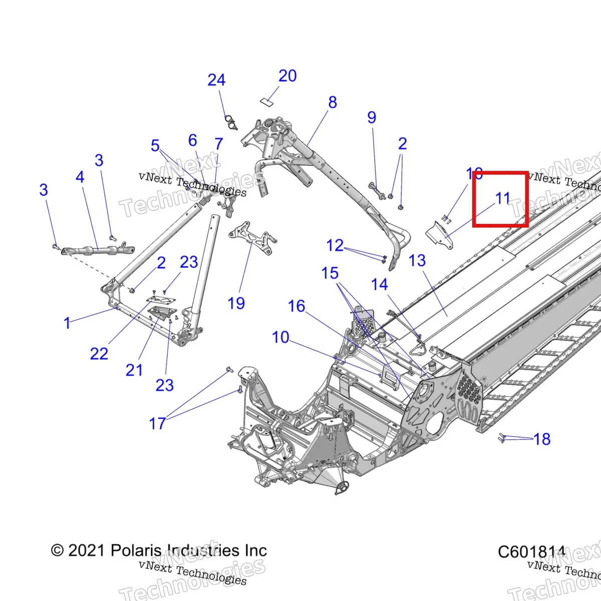 Деталь 5262012 на схеме узла 2022 Polaris 850 RMK PRO 155 2.75