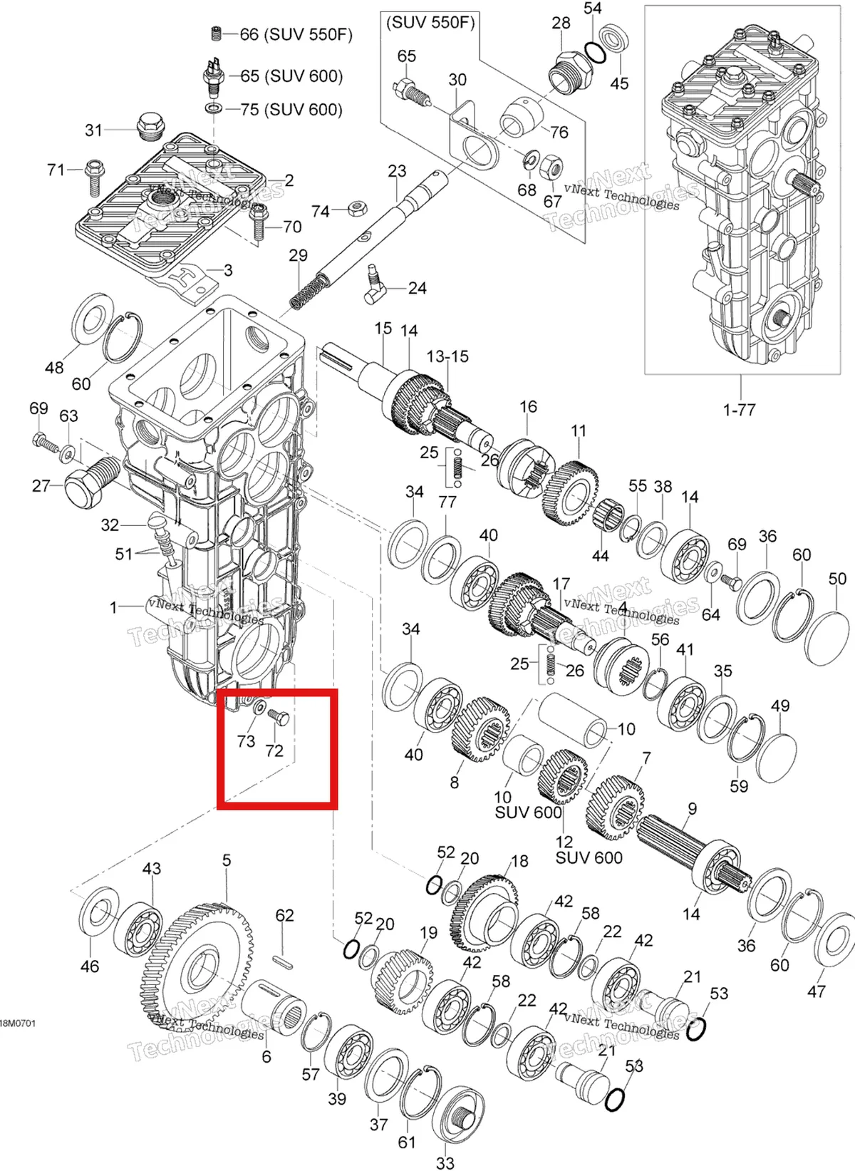 Деталь 528801342 (Заглушка) на схеме узла 2007 Ski-Doo Skandic SUV 550F Transmission 550F Suv