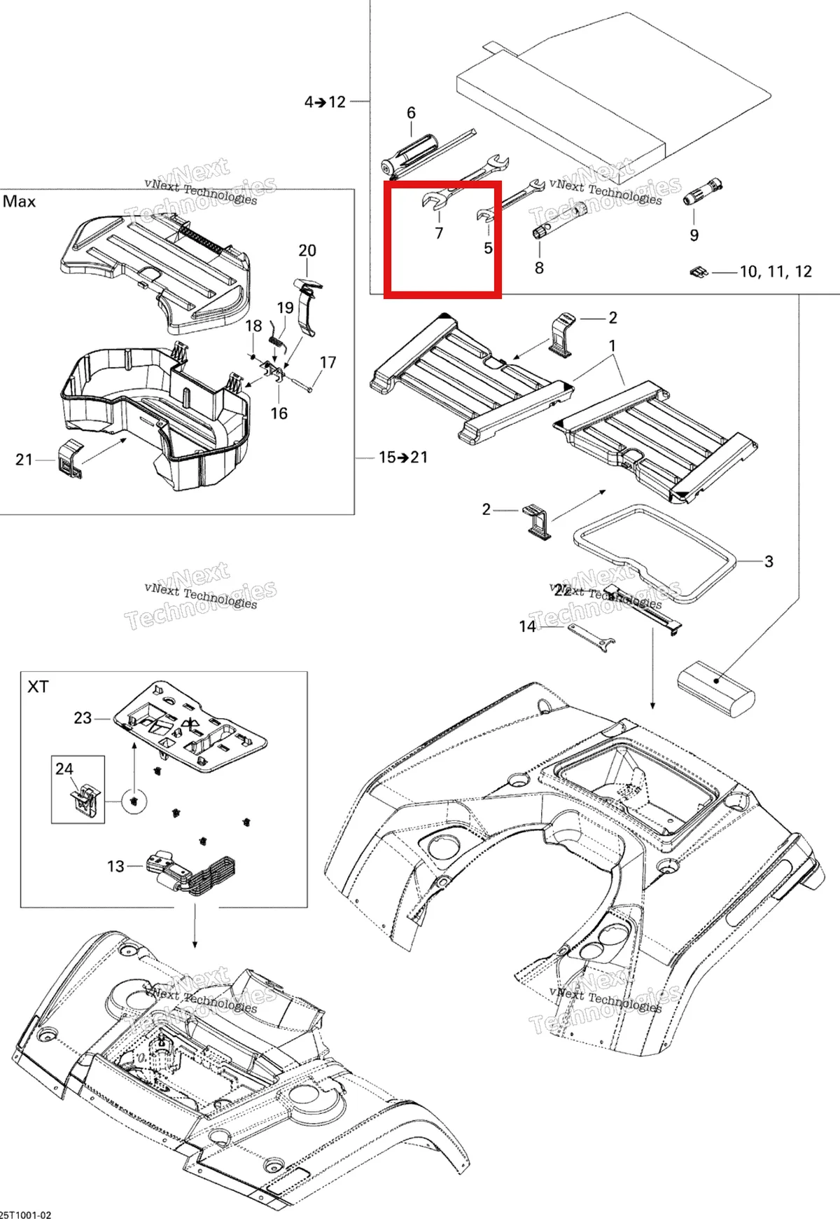 Деталь 529000003 на схеме узла 2010 Can-Am Outlander 400 EFI Front And Rear Trays