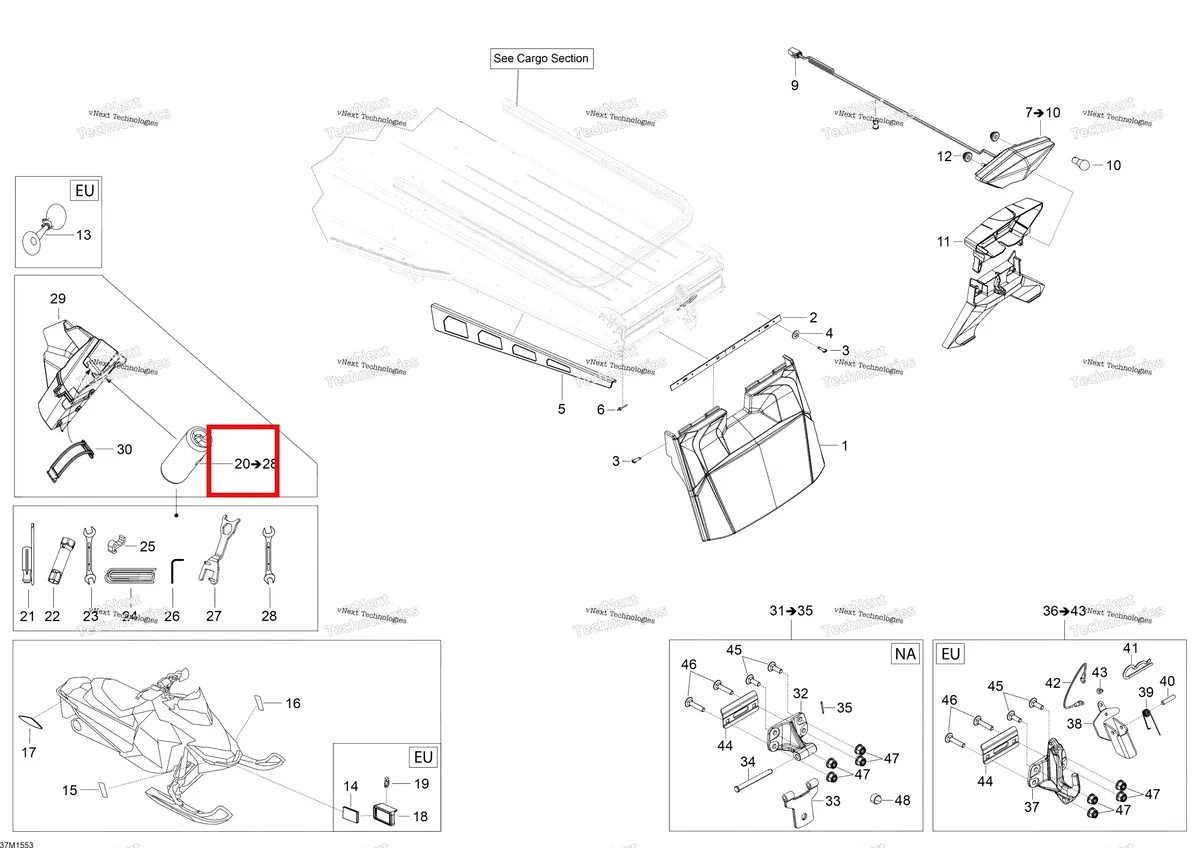 Деталь 529000065 (Комплект инструментов) на схеме узла 2015 Ski-Doo EXPEDITION LE 600 E-TEC Utilities